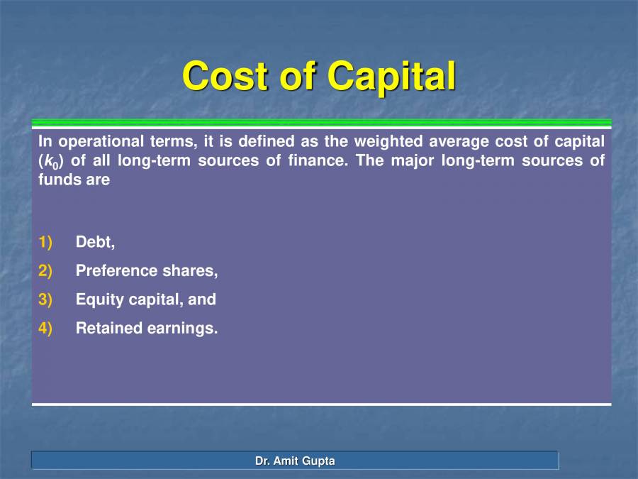 Cost Of Capital PowerPoint Slides LearnPick India